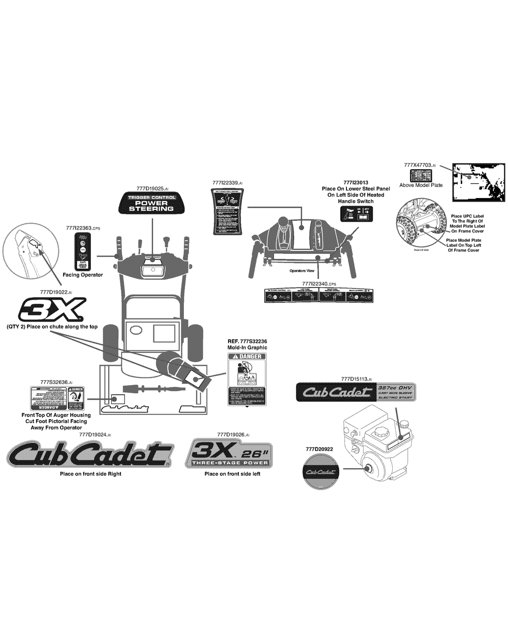 Label Map 31ah55ta710 Diagram and Parts List for 3X26-INCH31AH55TA (31AH55TA710)(2015) Cub Cadet Snow Blower
